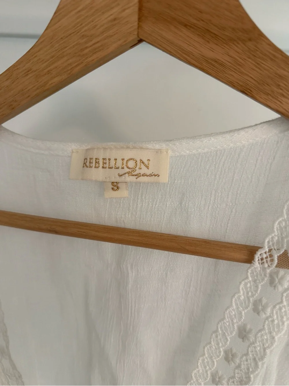 Rebellion White Lace-Trim V-Neck Dress